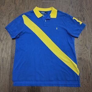 Polo Ralph Lauren Big 1 Shirt Men’s XL Custom Fit Blue Yellow Sash
